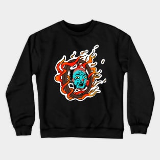 Wanyudo yokai tattoo art Crewneck Sweatshirt